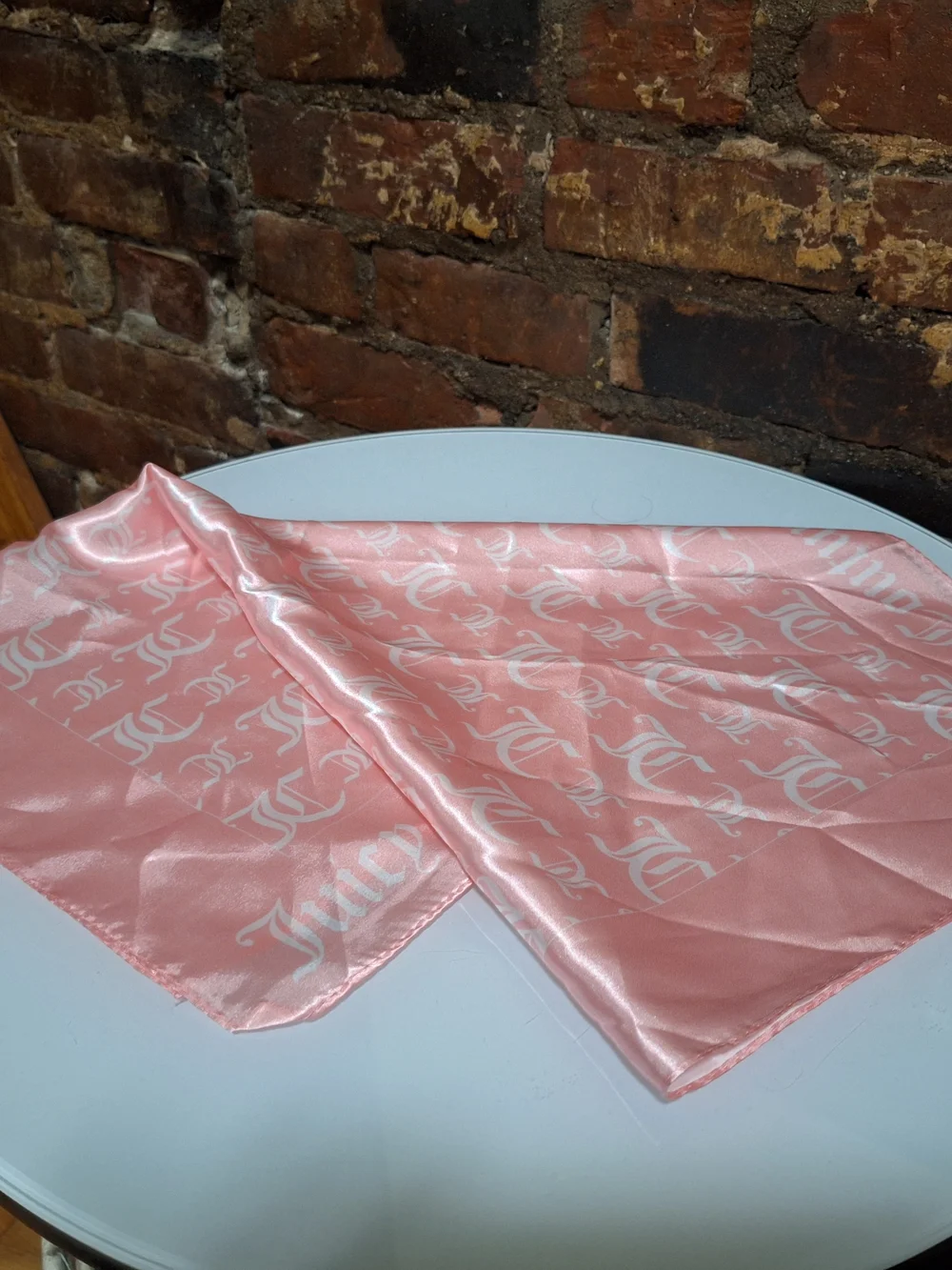 Juicy Couture Pink Logo Satin Scarf